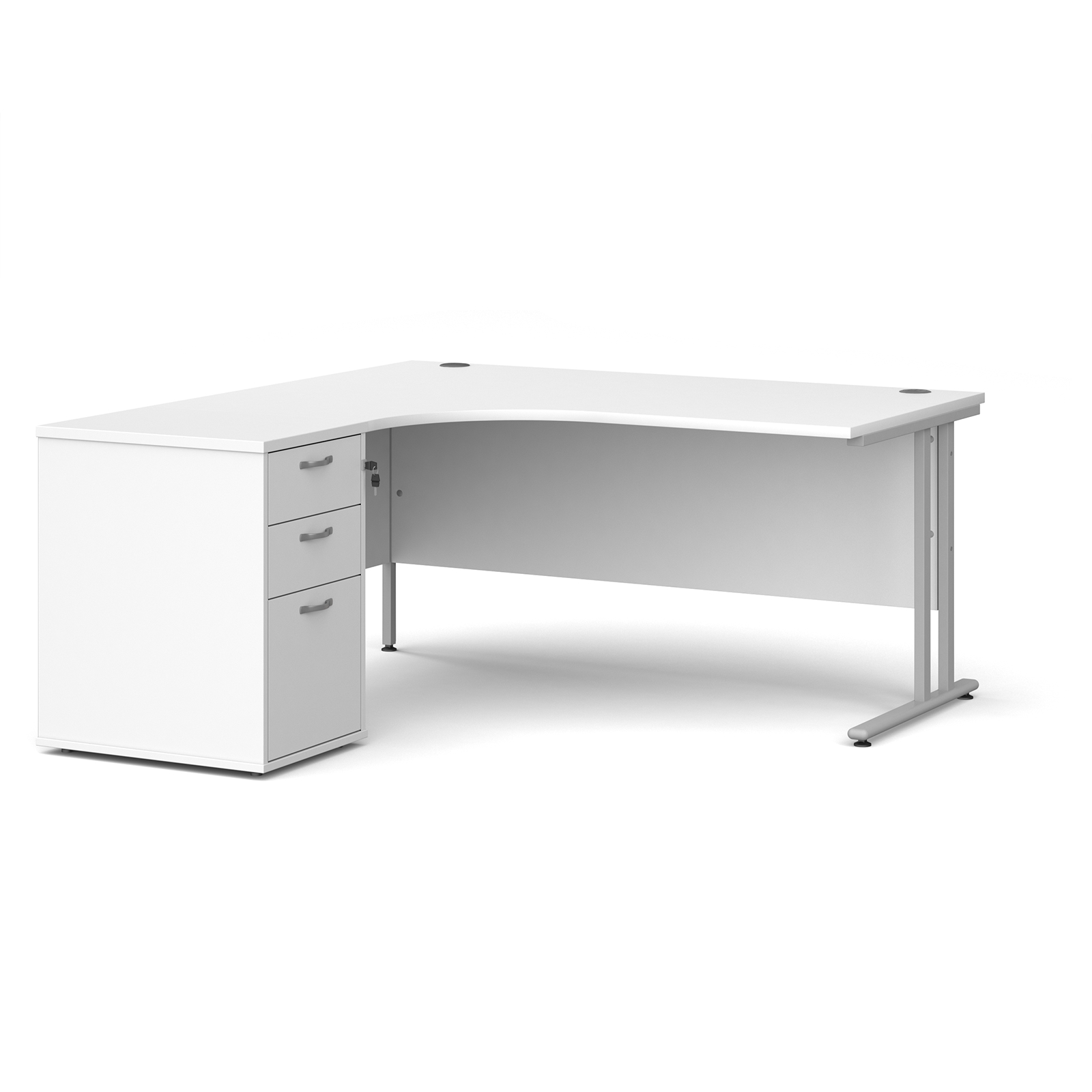 1600mm Crescent Desk + Drawer Pack Bundle - White - Image 2