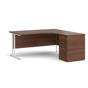 1600mm Crescent Desk + Drawer Pack Bundle - Walnut