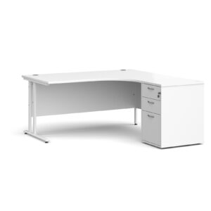 1600mm Crescent Desk + Drawer Pack Bundle - White